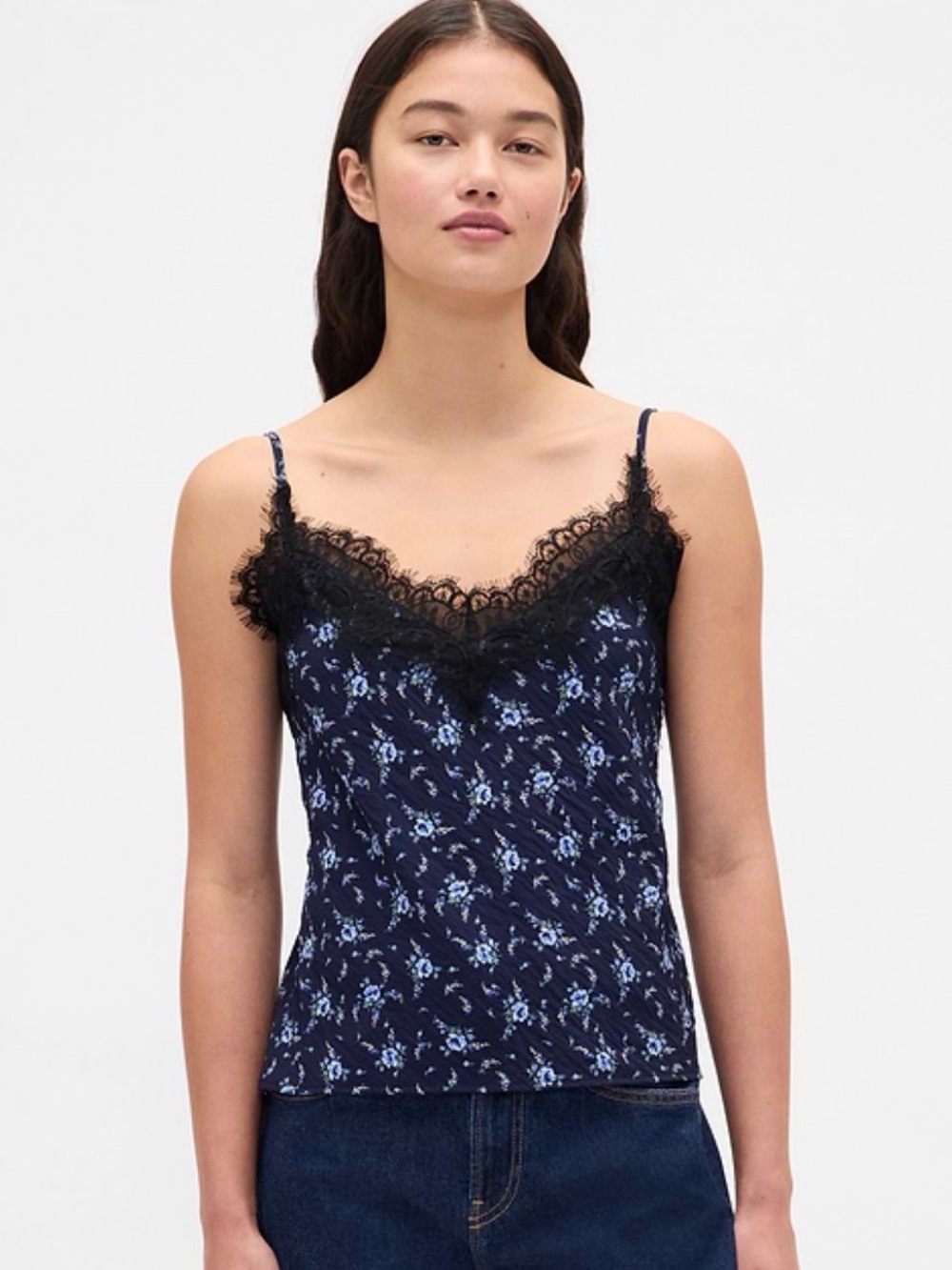 NWT Gap Lace-Trim Floral Camisole Tank Top
